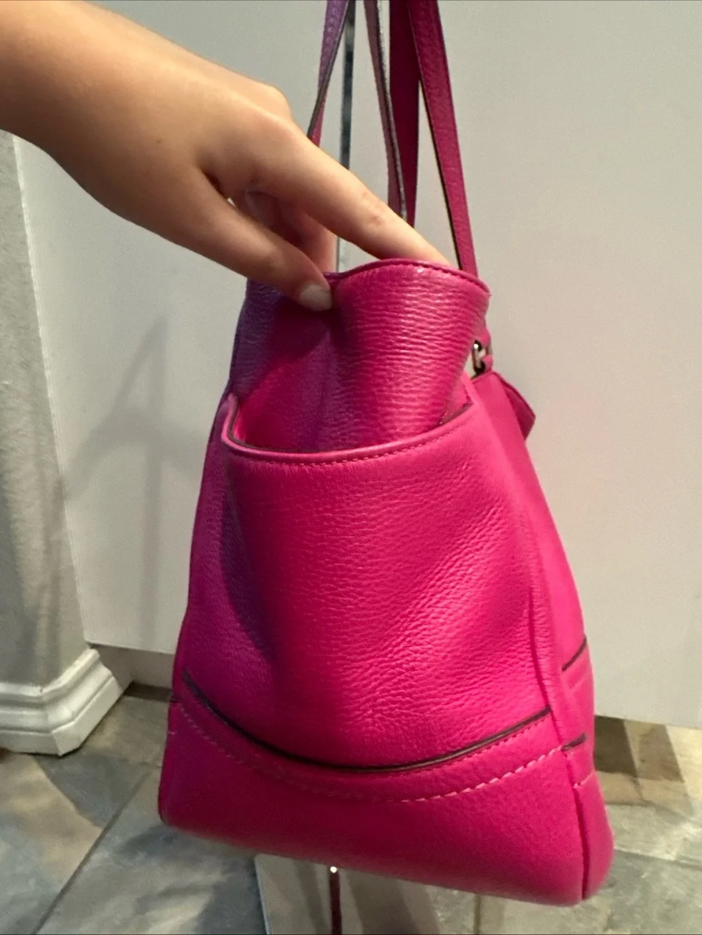 Coach Park Leather Carrie Tote Dark Pink Purse Shoulder Bag F23284